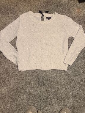 a.n.a Cream Sequin Lightweight Crewneck Sweater